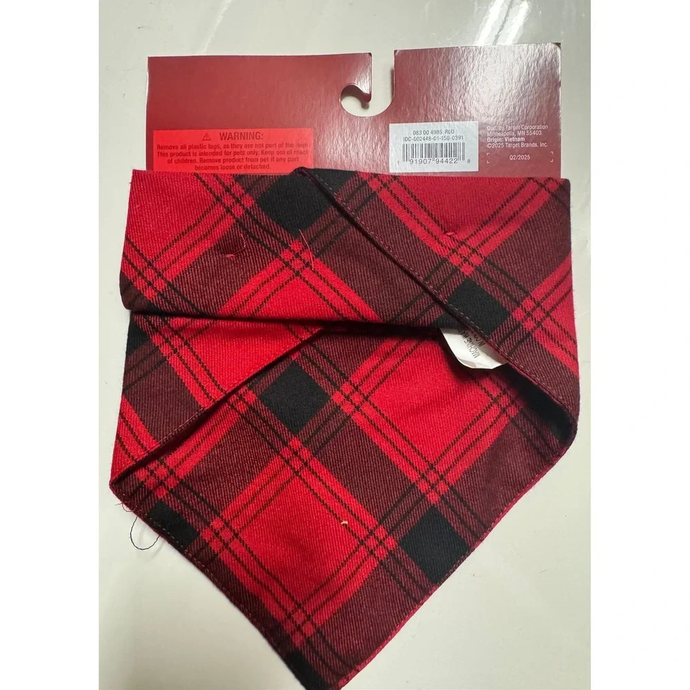 Wondershop Target Pet Bandana Red Black Plaid Christmas Holiday